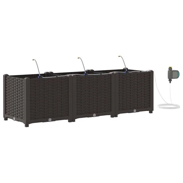 vidaXL Cache-pot de jardin 3 pc Marron 120 x 40 x 37, 5 cm PP