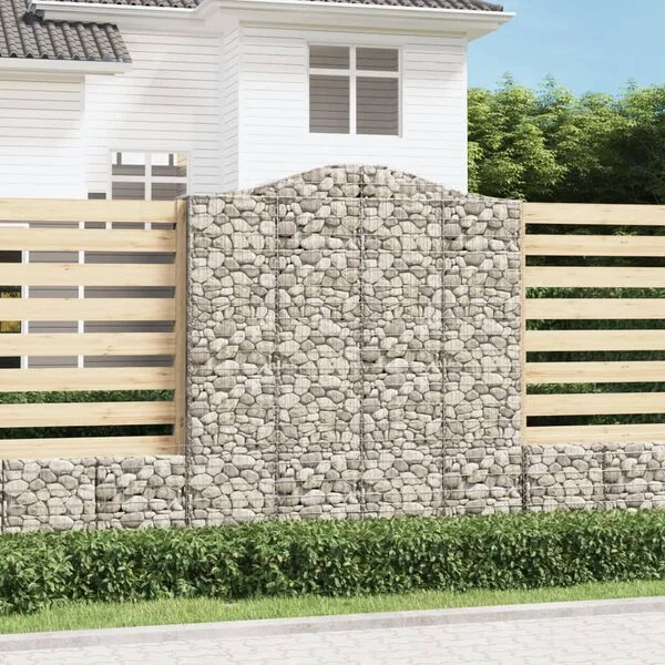 vidaXL Paniers à gabions arqués 9 pcs 200x50x220/240 cm Fer galvanisé