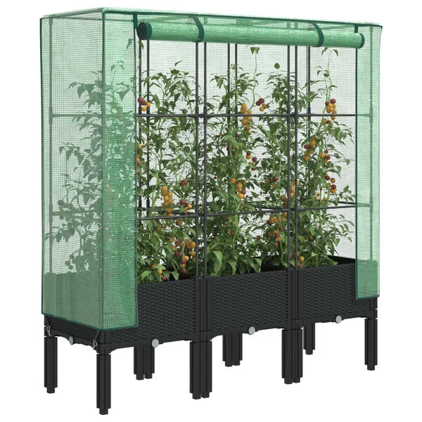 vidaXL Jardinière surélevée avec housse aspect rotin 120x40x140 cm