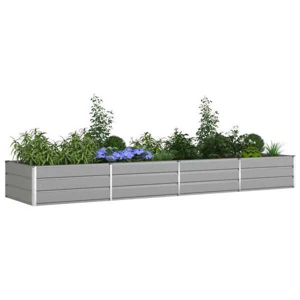 vidaXL Jardinière Gris clair 385 x 100 x 45 cm Acier galvanisé