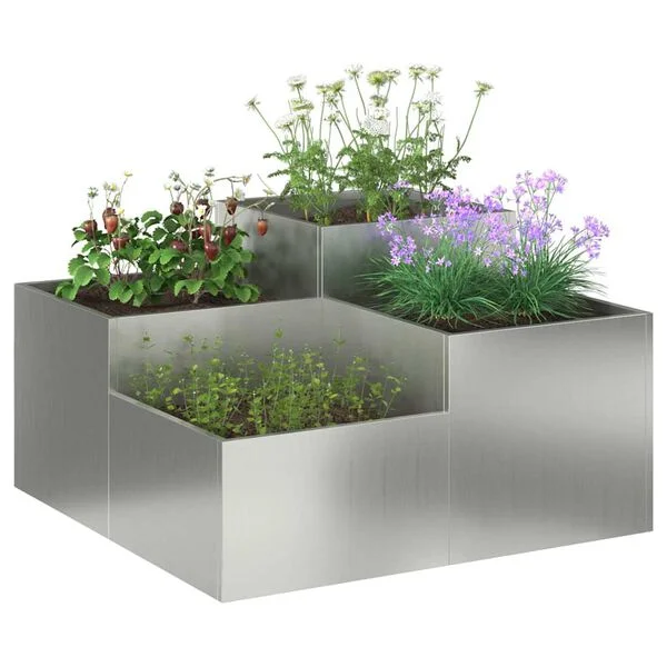vidaXL Cache-pot de jardin Argent 100 x 100 x 48 cm Acier galvanisé