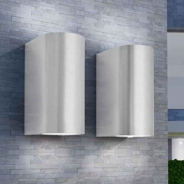 vidaXL Applique murale LED d'extérieur 2 pièces Ronde vers le bas/haut