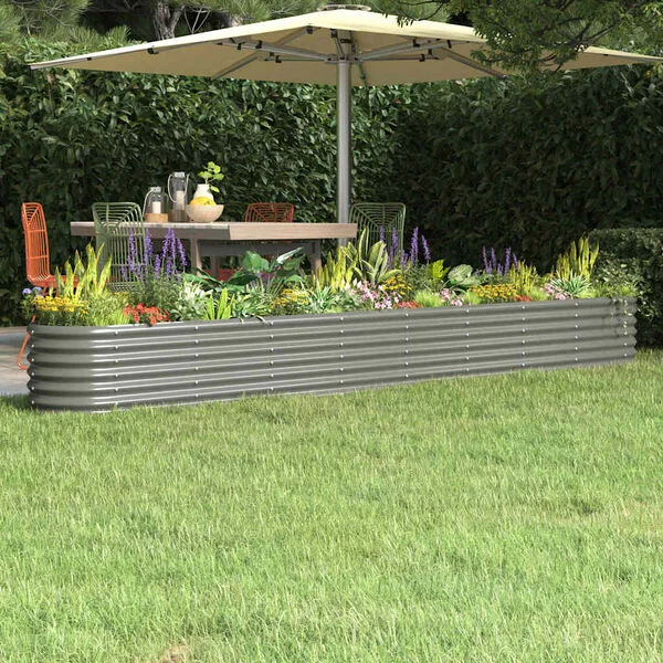 vidaXL Lit surélevé de jardin Acier galvanisé 332x40x36 cm gris