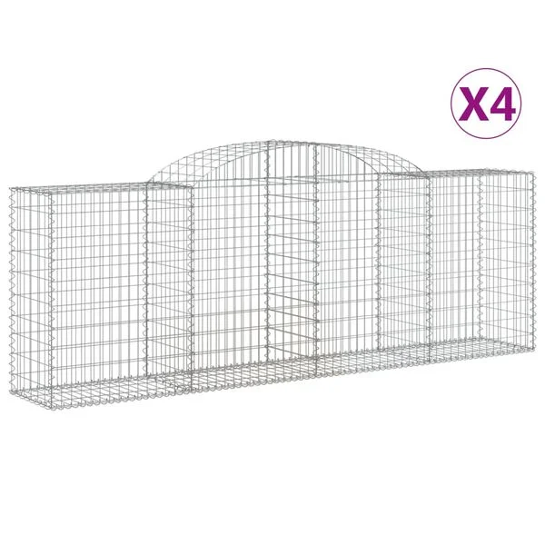 vidaXL Paniers à gabions arqués 4 pcs 300x50x100/120 cm fer galvanisé