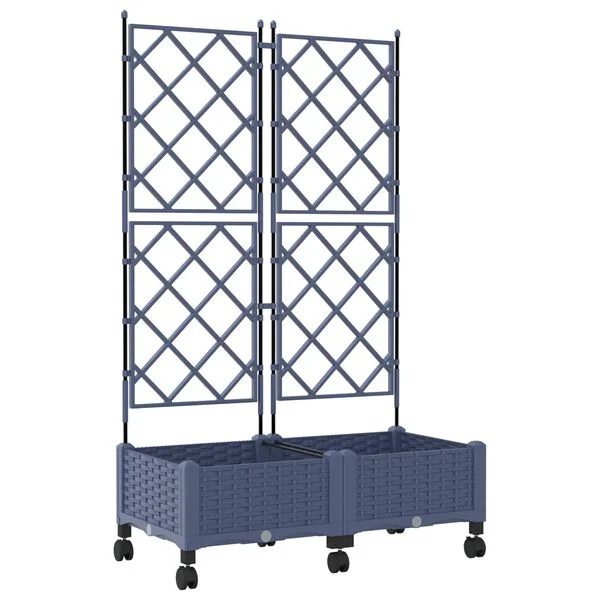 vidaXL Bac de jardin avec treillis et roues 2 pc Gris PP