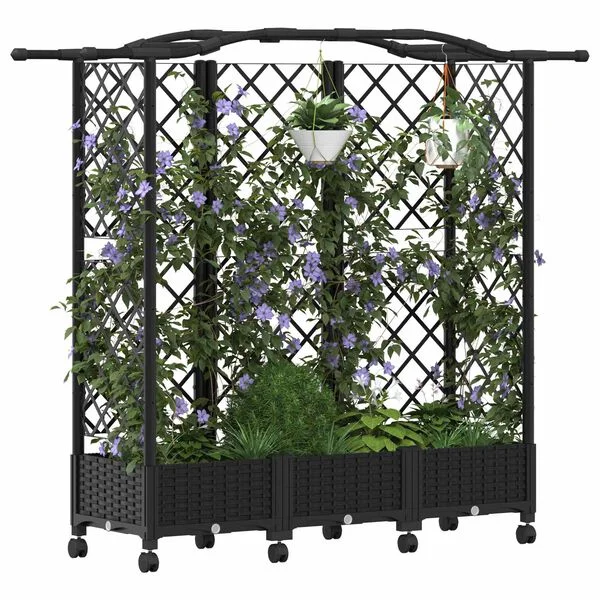 vidaXL Lit Élevé avec Treillis et Toit Noir 163 x 40 x 129 cm PP