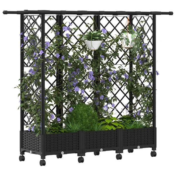 vidaXL Lit Élevé avec Treillis et Toit Noir 164 x 40 x 127 cm PP