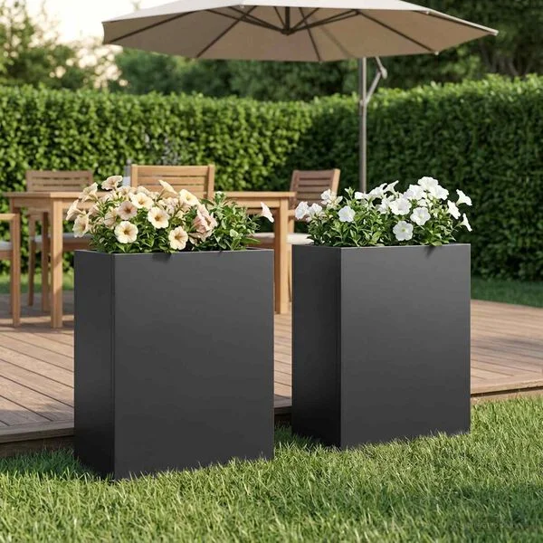 vidaXL Cache-pot de jardin 2 pc Noir 40 x 20 x 40 cm