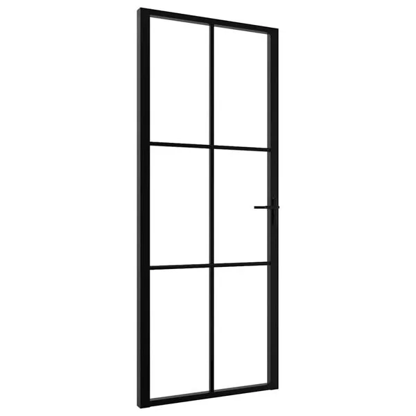vidaXL Porte intérieure Verre ESG et aluminium 83x201, 5 cm Noir