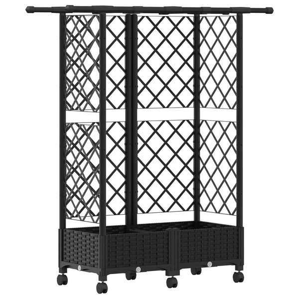 vidaXL Lit Élevé avec Treillis et Toit Noir 124 x 40 x 127 cm PP
