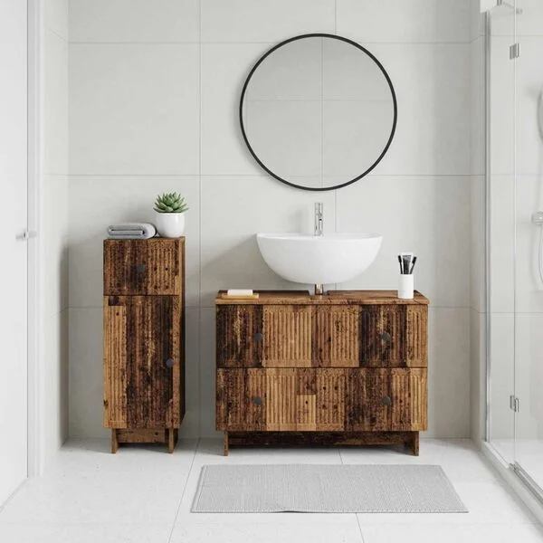 vidaXL Ensemble de 2 meubles de salle de bain EDE Bois ancien