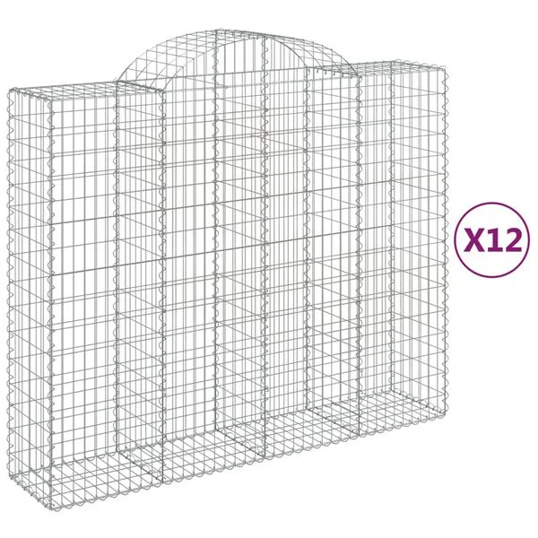 vidaXL Paniers à gabions arqués 12 pcs 200x50x160/180 cm Fer galvanisé