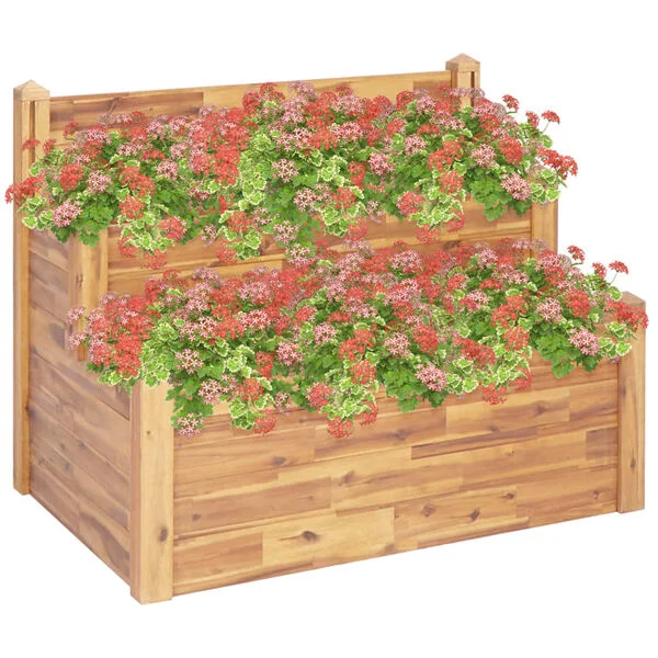 vidaXL Jardinière sur 2 niveaux 110x75x84 cm Bois massif d'acacia
