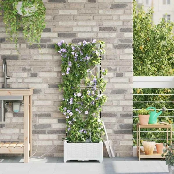 vidaXL Cache-pot de jardin Blanc 40 x 40 x 126 cm PP