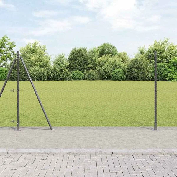 vidaXL Clôture hexagonale avec base en béton 10 x 1, 2 m Gris Maille