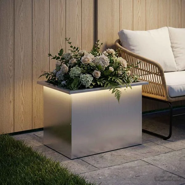 vidaXL Jardinière de jardin avec LED Argenté 40 x 60 x 40 cm