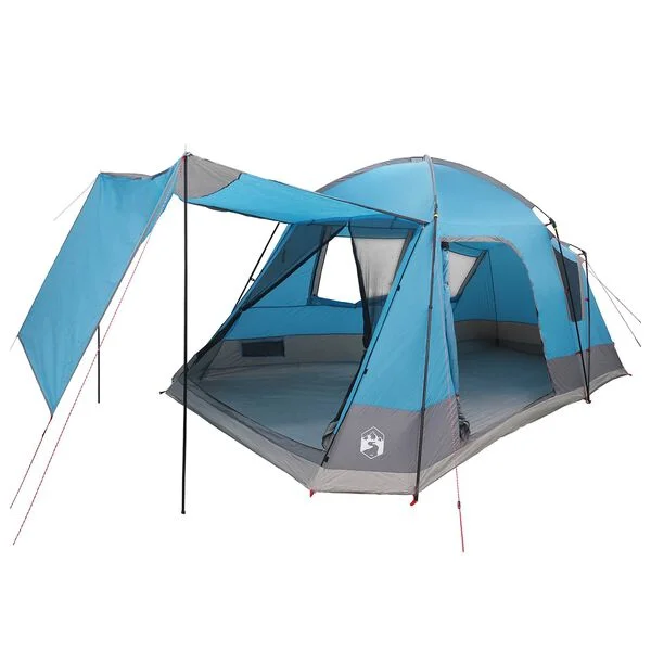 vidaXL Tente Cabane 8 personne Bleu Polyester et Acier