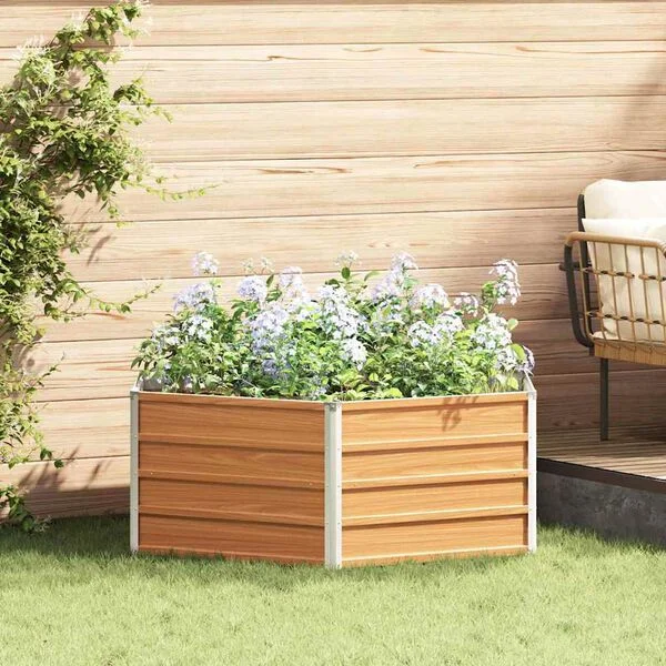 vidaXL Jardin surélevé Aspect bois 129 x 129 x 45 cm Acier galvanisé