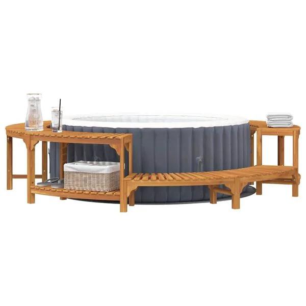 vidaXL Entourage de bain à remous Bois d'Acacia Massif Marron