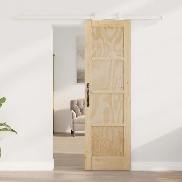 vidaXL Porte coulissante Naturel et Blanc 61 x 198, 5 cm