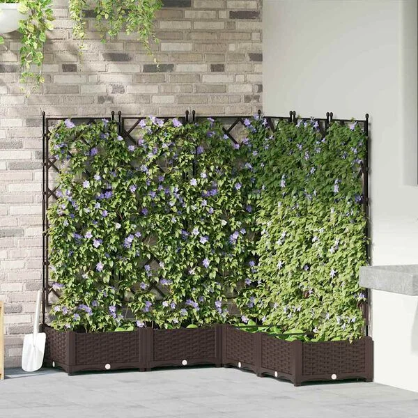 vidaXL Cache-pot de jardin 5 pc Marron 120 x 120 x 125, 5 cm PP