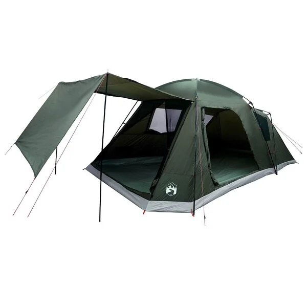 vidaXL Tente Cabane 12 personne Vert armée Polyester et Acier