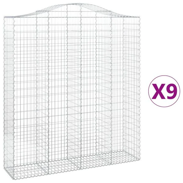 vidaXL Paniers à gabions arqués 9 pcs 200x50x220/240 cm Fer galvanisé