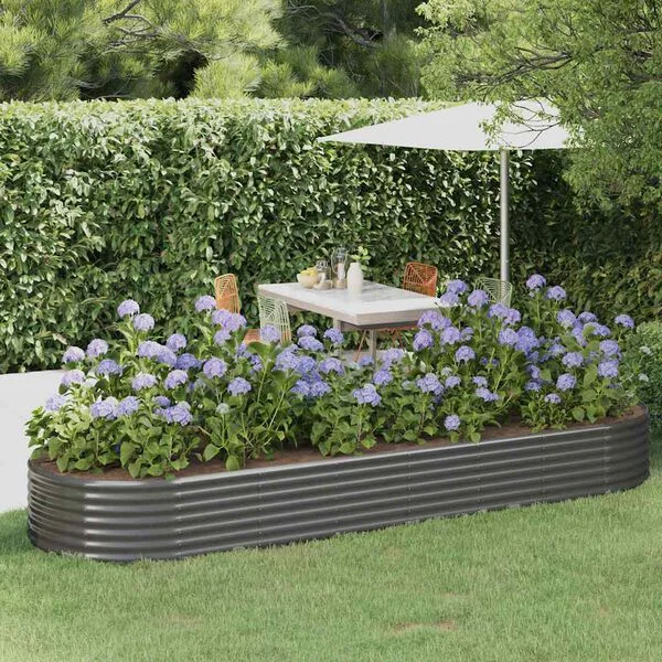 vidaXL Lit surélevé de jardin Acier galvanisé 322x100x36cm gris