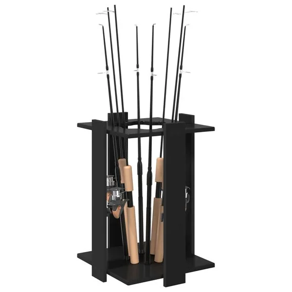 vidaXL Support de canne à pêche Bois d'ingénierie 42 x 43 x 60 cm Noir