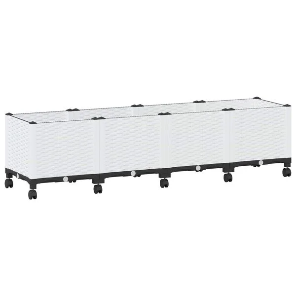 vidaXL Jardinière avec Roues Blanc 160 x 40 x 44 cm PP