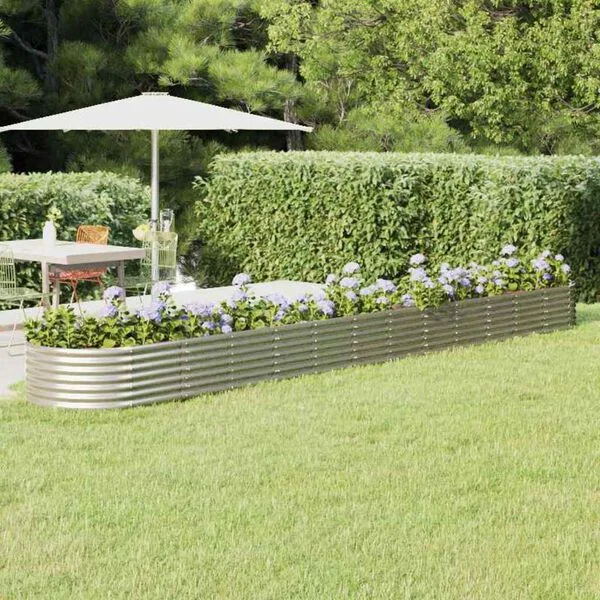 vidaXL Lit surélevé de jardin Acier galvanisé Argenté