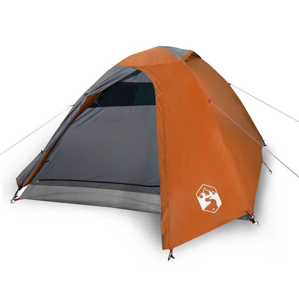vidaXL Tente de camping à dôme 3 personnes gris et orange imperméable