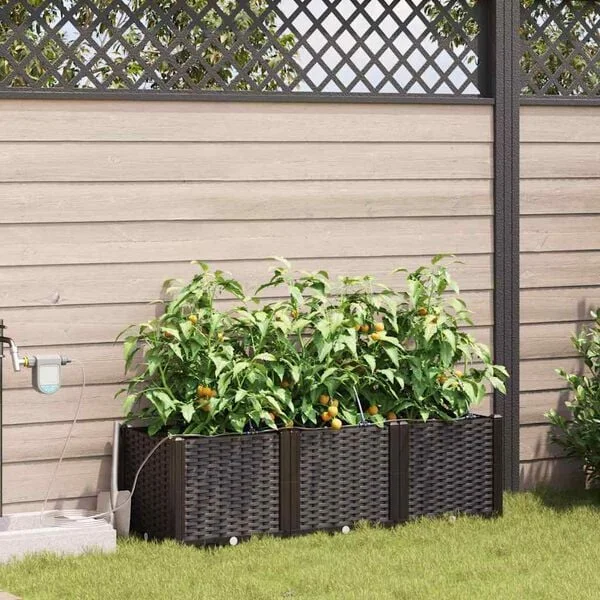 vidaXL Cache-pot de jardin 3 pc Marron 120 x 40 x 37, 5 cm PP