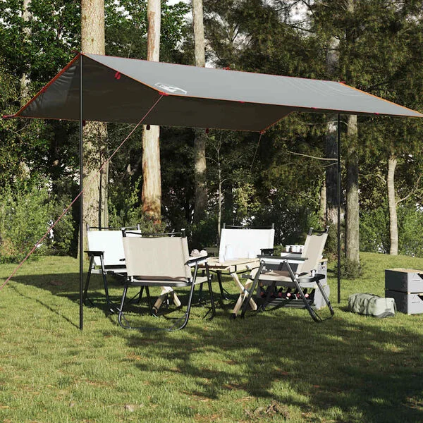 vidaXL Bâche de camping gris et orange 400x294 cm imperméable