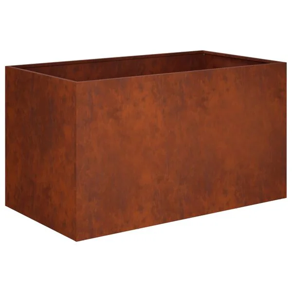 vidaXL Cache-pot de jardin Rouillé 80 x 50 x 50 cm Acier patiné