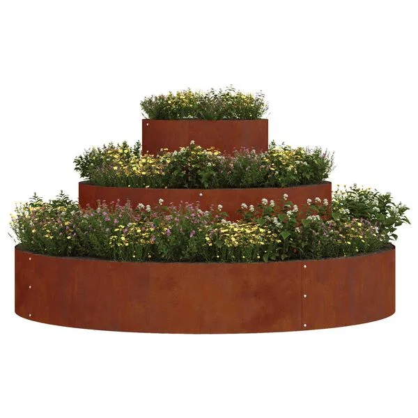 vidaXL Cache-pot de jardin Rouillé 120 x 120 x 20 cm Acier patiné