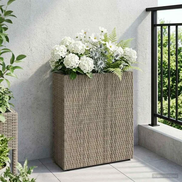 vidaXL Grand Pot Gris 55 x 22 x 70 cm polyrotin