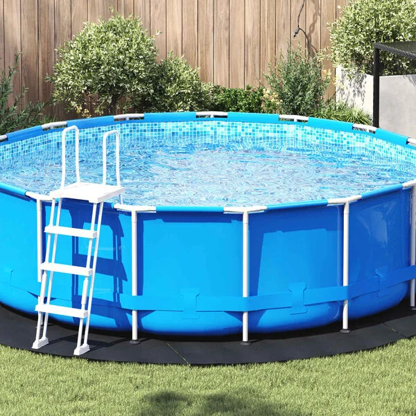 vidaXL Tapis de piscine Ø 366 cm (2 mm) Rond Tissu non tissé Noir