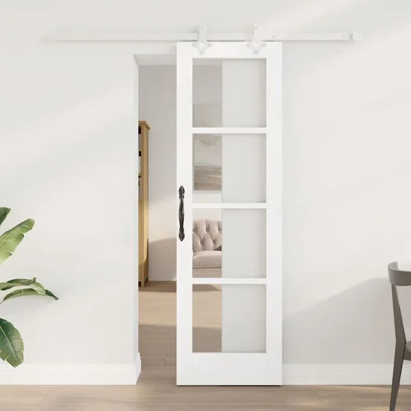 vidaXL Porte coulissante 61 x 198, 5 cm Bois de pin massif et verre