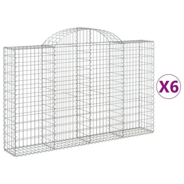 vidaXL Paniers à gabions arqués 6 pcs 200x30x120/140 cm Fer galvanisé