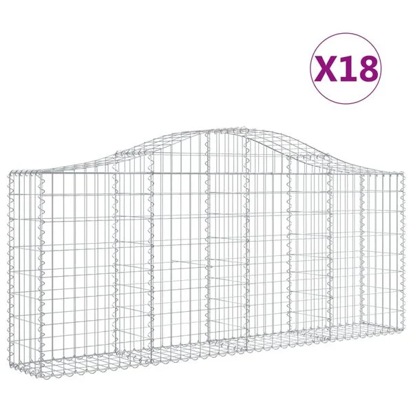 vidaXL Paniers à gabions arqués 18 pcs 200x30x80/100 cm Fer galvanisé