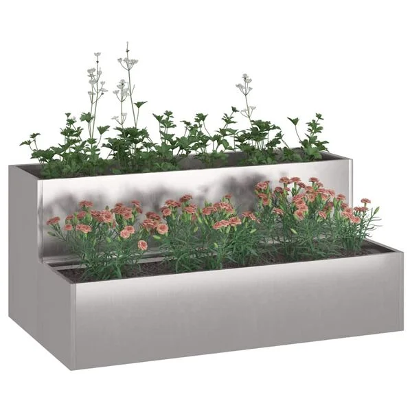 vidaXL Cache-pot de jardin Argent 100 x 60 x 45 cm Acier inoxydable