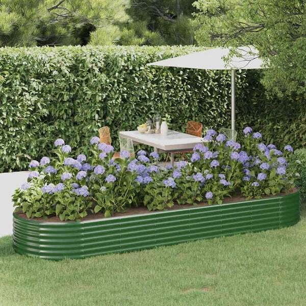 vidaXL Lit surélevé de jardin Acier galvanisé 322x100x36cm Vert