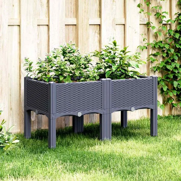 vidaXL Jardinière avec pieds bleu gris 80x40x42 cm PP