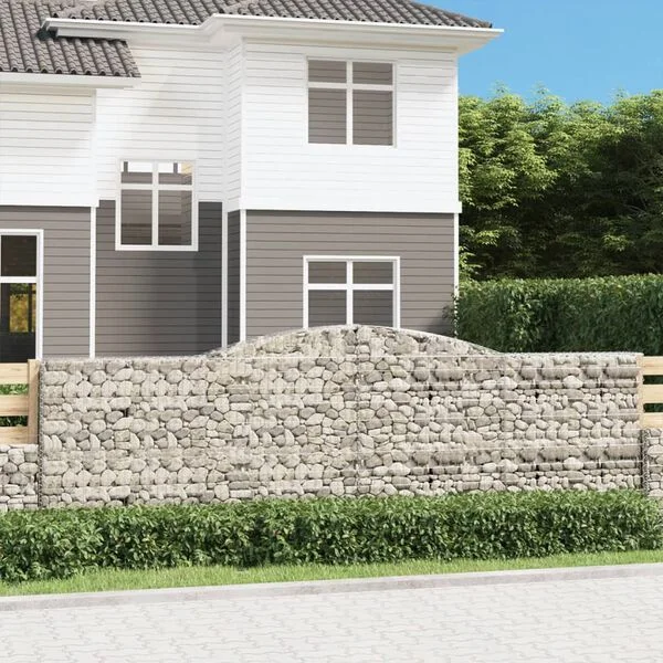 vidaXL Paniers à gabions arqués 5 pcs 400x50x120/140 cm Fer galvanisé