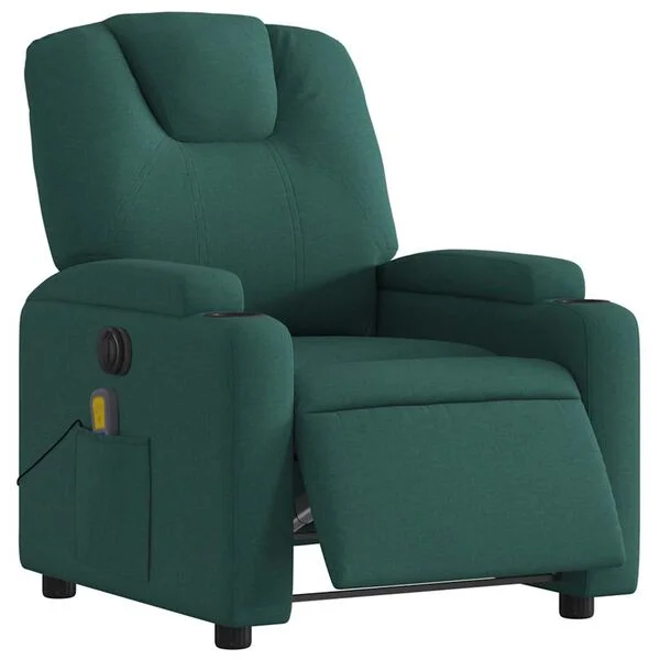 vidaXL Fauteuil de massage inclinable électrique Vert foncé Tissu