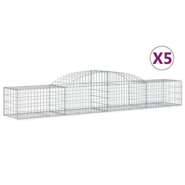 vidaXL Paniers à gabions arqués 5 pcs 300x50x40/60 cm fer galvanisé