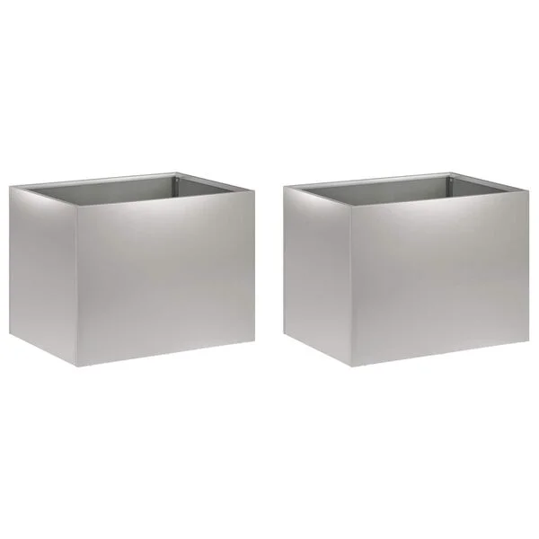vidaXL Cache-pot de jardin 2 pc Argenté 40 x 30 x 30 cm