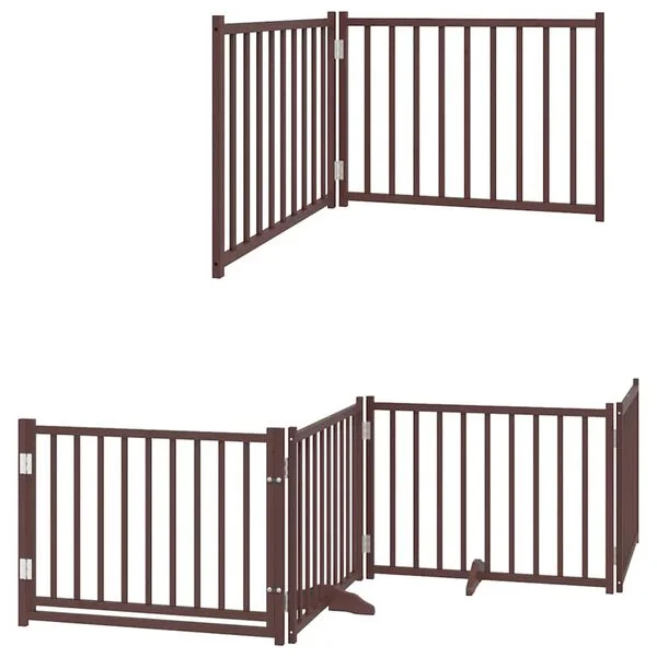 vidaXL Barrière pour chien porte pliable 10 panneaux bois de peuplier
