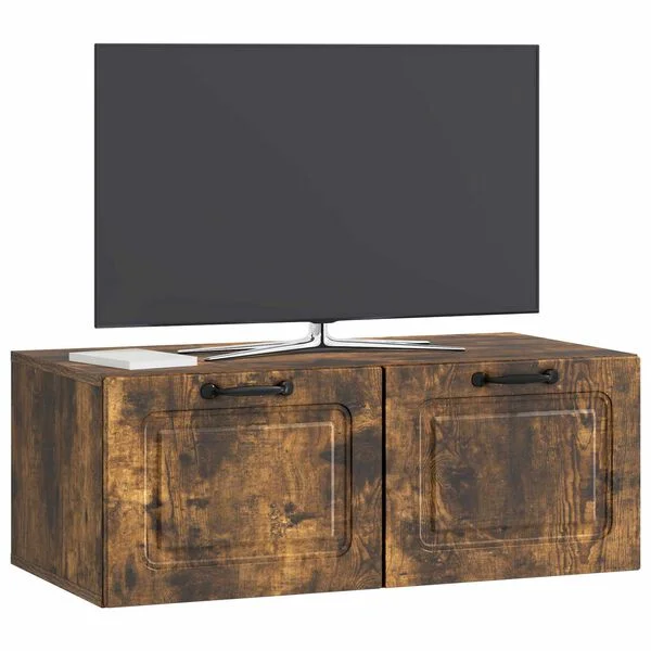 vidaXL Meuble TV mural Chêne fumé 78, 5 x 41 x 30 cm Bois d'ingénierie